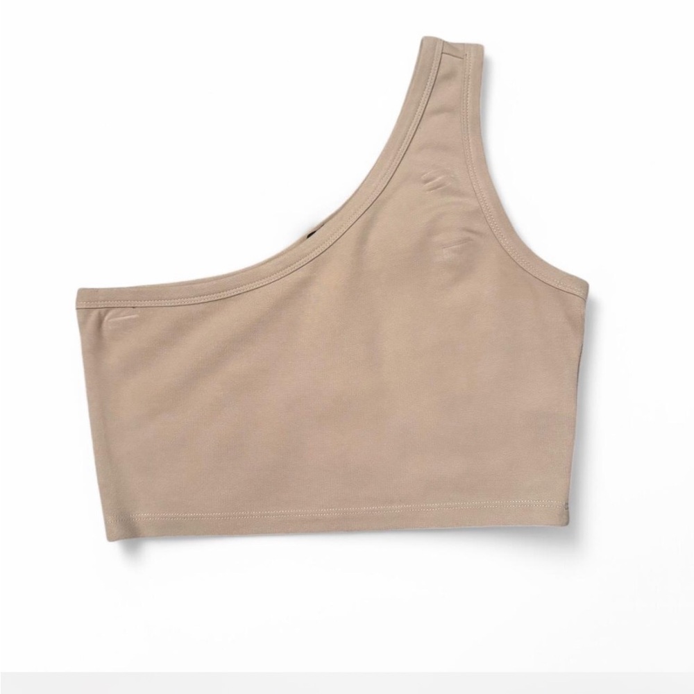 One-Shoulder Tan Crop Top